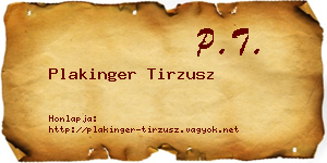 Plakinger Tirzusz névjegykártya